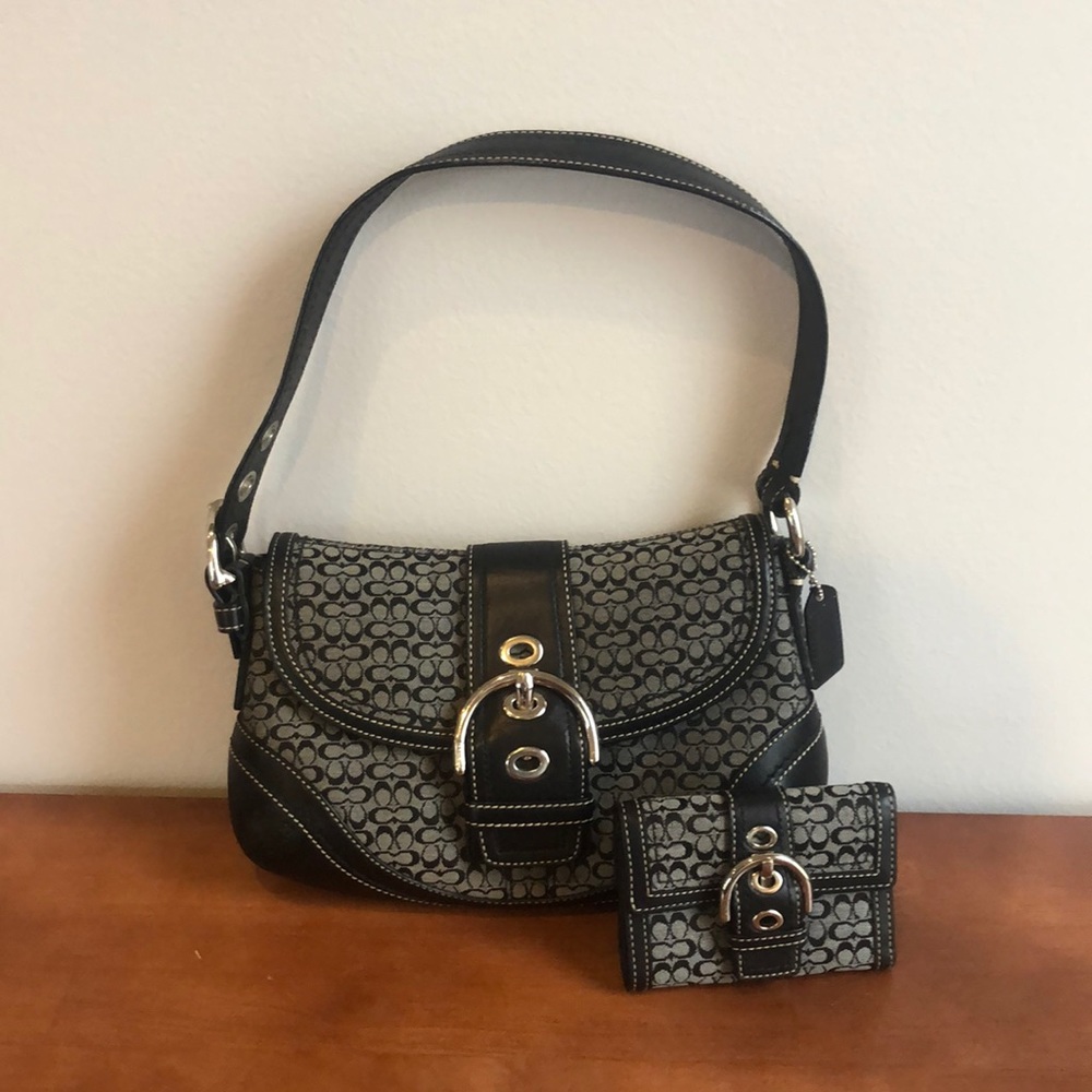 Vintage Coach Soho buckle flap hobo bag+wallet